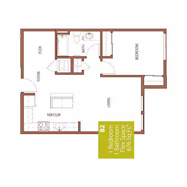 1 bed building B A515 floor plan